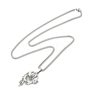 Non-Tarnish 201 Stainless Steel Box Chain Hollow Christian Jesus Face Pendant Necklaces for Women Men LS-NJEW-U005-06P-1