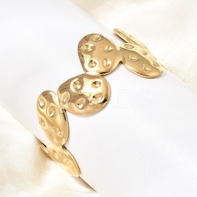 Hammered 304 Stainless Steel Cuff Bangles for Women BJEW-T030-03G-1