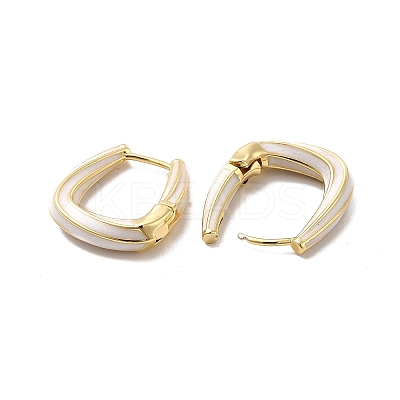 Enamel Teardrop Hoop Earrings EJEW-C054-03G-1