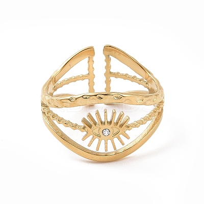 304 Stainless Steel Hollow Out Open Finger Ring RJEW-C057-01G-1