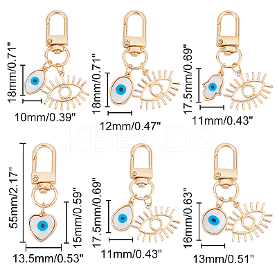 6Pcs 6 Style Evil Eye Resin Pendant Decorations for Women KEYC-AR0001-21-1