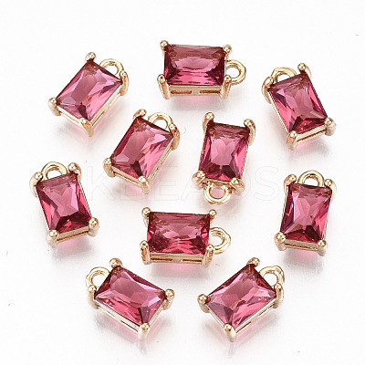 Brass Glass Rhinestone Pendants X-GLAA-S179-21F-RS-1