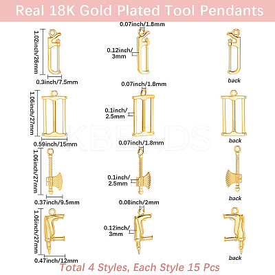60Pcs 4 Style Alloy Charms FIND-BBC0004-25-1