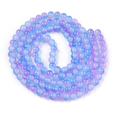 Baking Paint Imitation Jade Glass Round Bead Strands DGLA-N003-10mm-01-1