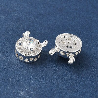 Brass Micro Pave Cubic Zirconia Beads KK-G531-01S-03-1