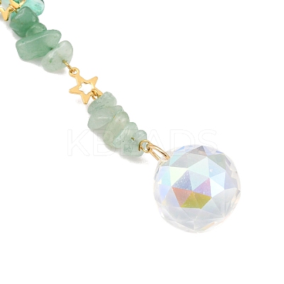 3Pcs Round Glass & Natural Amethyst & Rose Quartz & Green Aventurine Chips Hanging Suncatchers HJEW-JM04209-1