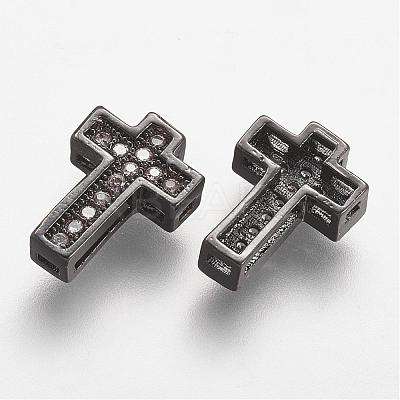 Brass Micro Pave Cubic Zirconia Beads ZIRC-N025-55B-1