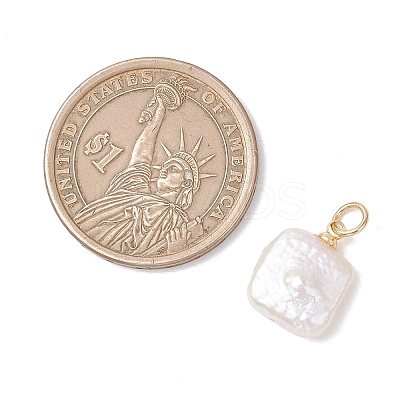 Baroque Natural Nucleated Pearl Keshi Pearl Square Charms PALLOY-JF04967-1