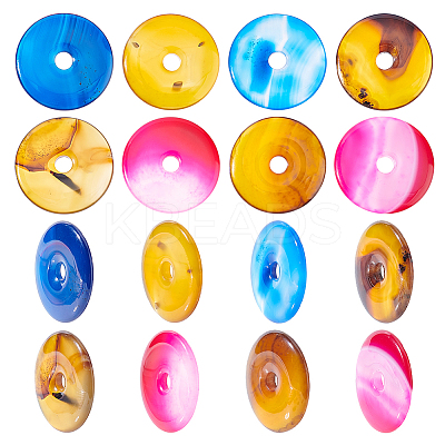 8Pcs 4 Colors Natural Chalcedony Pendants G-NB0003-93-1