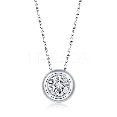 Anti-Tarnish Rhodium Plated 925 Sterling Silver Pave Crystal Moissanite Rhinestone Flat Round Multi-Strand Links STER-U003-05P-1