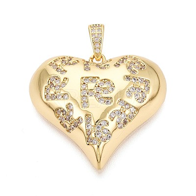 Brass Micro Pave Clear Cubic Zirconia Pendants KK-N268-97A-G-1