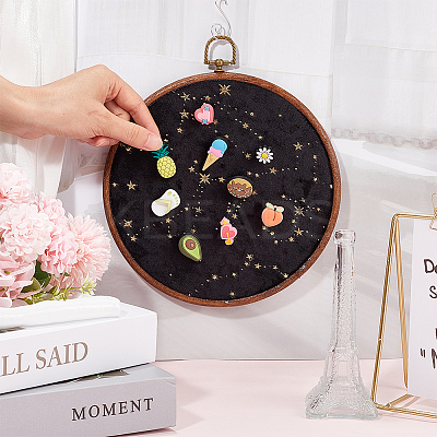 Flat Round Polyester & Acrylic Wall Mounted Brooch Organizer Display Boards AJEW-WH20006-30A-1