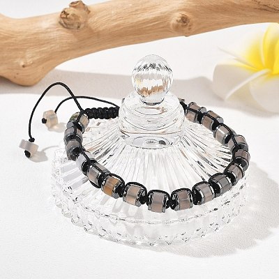 Adjustable Natural Grey Agate and Non-magnetic Synthetic Hematite Braided Bead Bracelets BJEW-Z090-01E-1