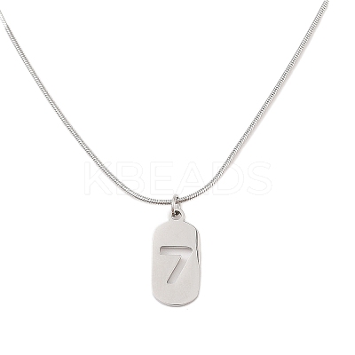Non-Tarnish 304 Stainless Steel Oval with Hollow 7 Pendant Necklaces NJEW-N055-04P-1