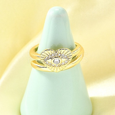 Brass Micro Pave Cubic Zirconia Cuff Rings for Women RJEW-F184-15G-1