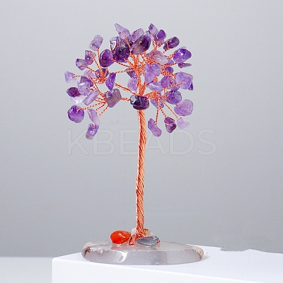 Natural Amethyst Chips Tree of Life Decorations PW-WG54461-07-1