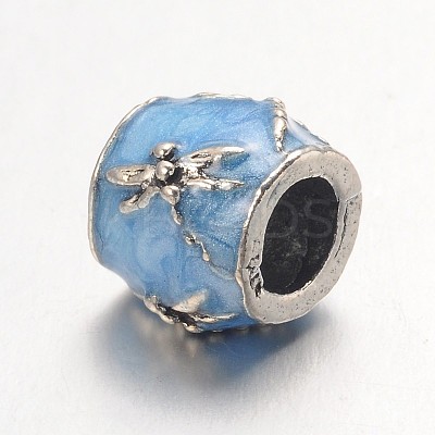 Barrel Large Hole Alloy Enamel European Beads MPDL-L013-10B-1