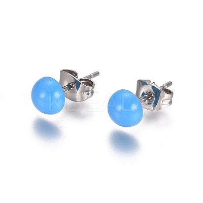 Spray Paint 304 Stainless Steel Stud Earrings EJEW-L215-56E-P-1
