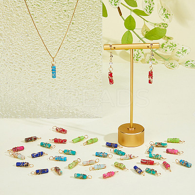 40Pcs 8 Colors Dyed Synthetic Imperial Jasper Pendants PALLOY-AB00106-1