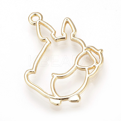 Rack Plating Alloy Bunny Open Back Bezel Pendants LS-PALLOY-R099-23G-FF-1