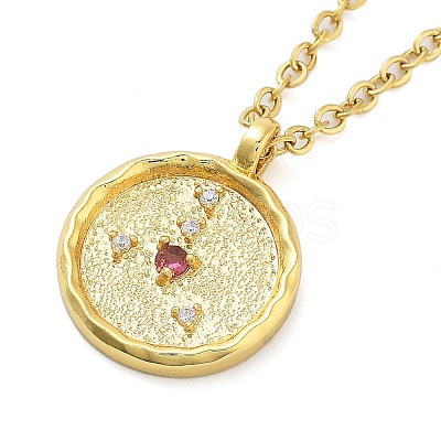 304 Stainless Steel Cubic Zirconia Constellation Flat Round Pendants STAS-S145-01J-1