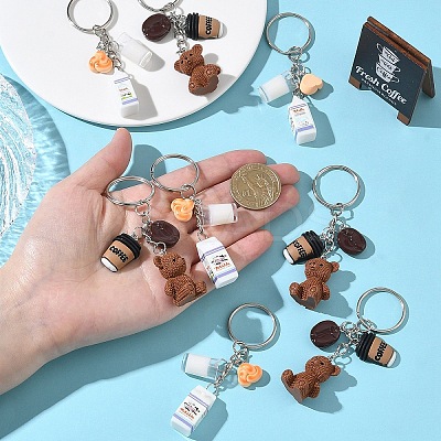 5Pcs Opaque Resin Keychains KEYC-YW00242-01-1