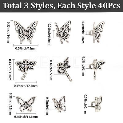 120Pcs 3 Styles Tibetan Style Alloy Spacer Beads FIND-SC0020-11A-1