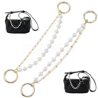 2Pcs 2 Style Imitation Pearl & Alloy Shoe Chains FIND-SC0004-66-1