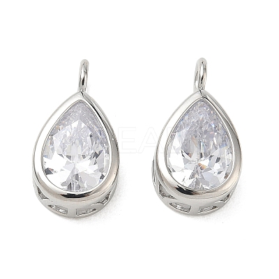 Brass Pave Clear Cubic Zirconia Pendants CU-CBA42CA-04D-P-1