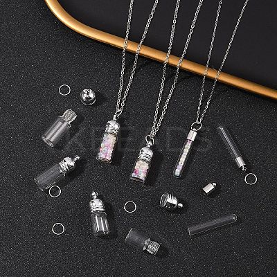 30Pcs 4 Styles Glass Bottle Pendants GLAA-YW0004-23-1