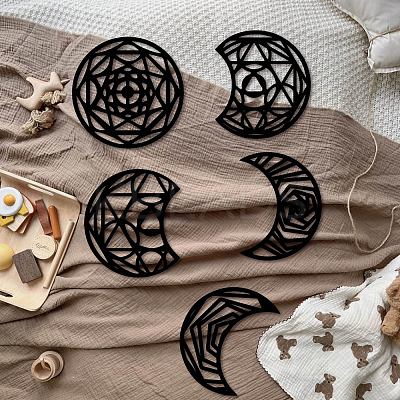 Wood Moon Phase Pendant Decoration HJEW-WH20013-003-1