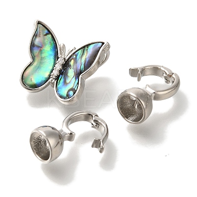 Brass & Abalone & Shell Fold Over Clasps KK-K389-129P-1