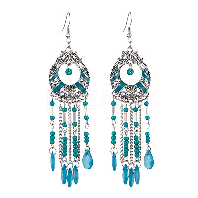 Tibetan Style Alloy Resin Dangle Earrings FS-WG46048-03-1