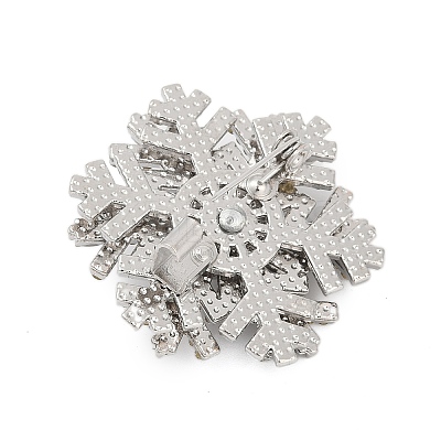 Rotatable Snowflake Alloy Rhinestone Brooches for Backpack Clothes LS-PALLOY-D361-11G-1