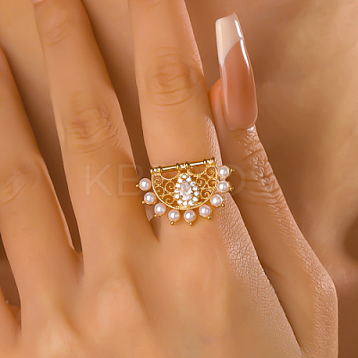 Hollow Brass Micro Pave Clear Cubic Zirconia Adjustable Rings NO7061-1