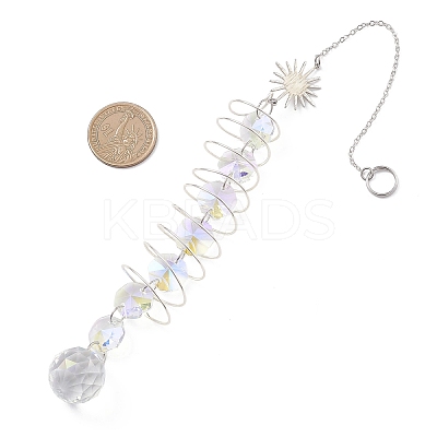 Glass Round & Octagonal Beads Hanging Suncatchers HJEW-JM04605-01-1