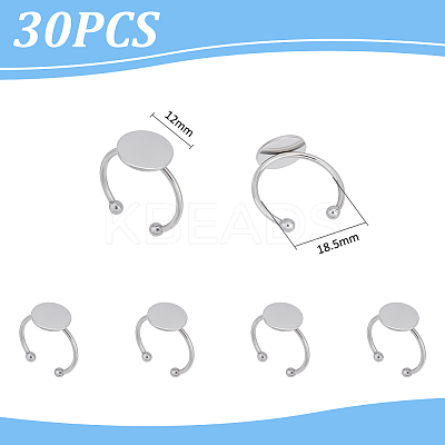 30Pcs Adjustable 304 Stainless Steel Finger Rings Components STAS-UN0059-79B-1
