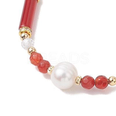Natural Gemstone & Cultured Freshwater Pearl Beaded Bracelets for Women BJEW-JB13218-1