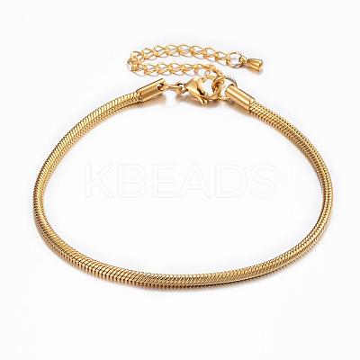304 Stainless Steel Snake Chain Bracelets BJEW-H491-01G-1