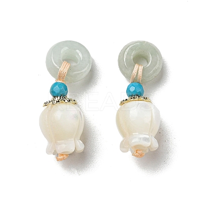 Natural Jade Donut Pendants SSHEL-R050-03G-1