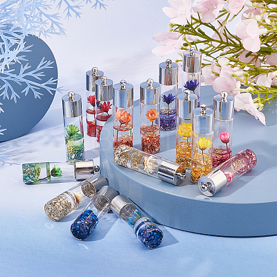 Transparent Glass Bottle Pendants GLAA-SC0001-11-1