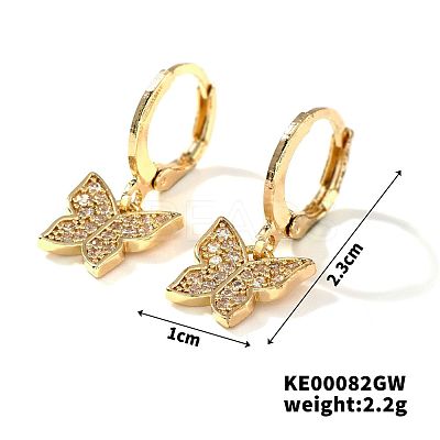 Elegant Japanese Style Copper & Zircon & Diamond Hoop Earrings HY8842-5-1