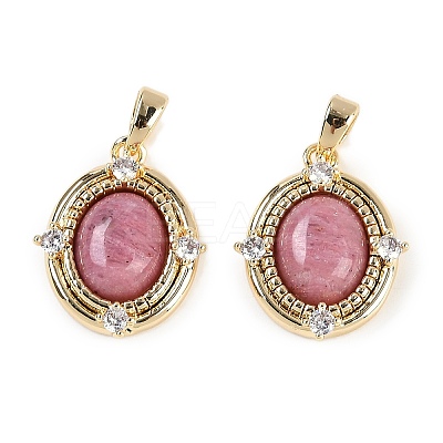 Natural Rhodonite Oval Pendants KK-P283-42B-GG-1