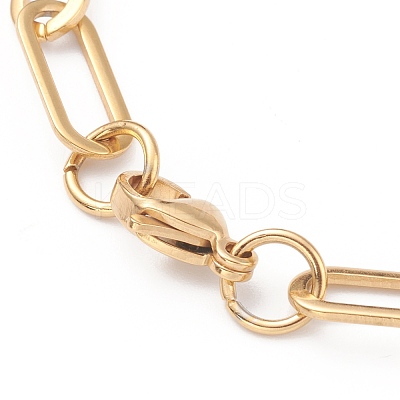 PVD Vacuum Plating 304 Stainless Steel Paperclip Chain Necklaces NJEW-O123-02G-1