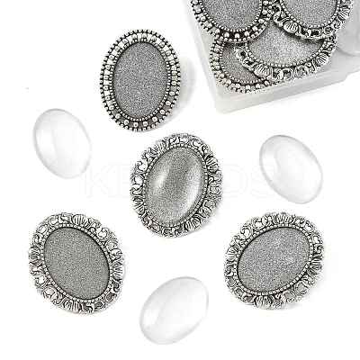 10Pcs 2 Styles Vintage Alloy Brooch Cabochon Bezel Settings FIND-FS0004-64-1