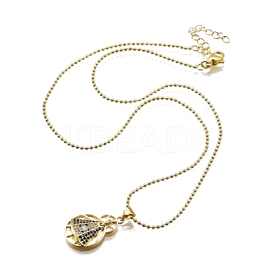 Brass Clear & Blue Cubic Zirconia Nossa Senhora Aparecida Virgin Pendant Necklaces for Women NJEW-U039-01B-G-1
