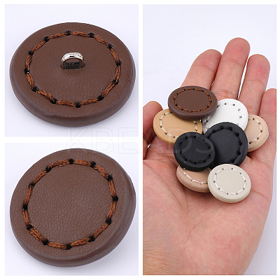 16Pcs 8 Colors 1-Hole Imitation Leather Shank Buttons BUTT-CL0001-04-1