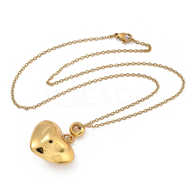 201 Stainless Steel Love Heart Pendant Necklaces for Women NJEW-Z069-01G-02-1