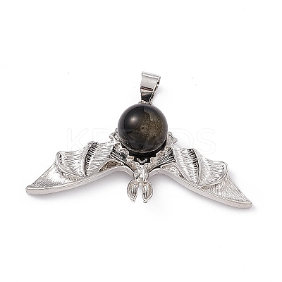 Natural Golden Sheen Obsidian Pendants KK-A173-11P-1