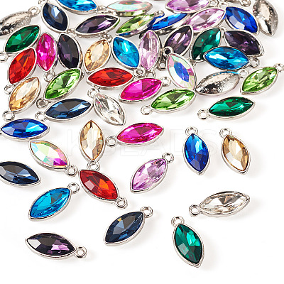 48Pcs 12 Colors Zinc Alloy Glass Pendants GLAA-TA0003-24-1